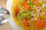 Syrian Barley Broth Soup Aleppo Style Stock Photo