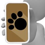 Dogs Online Means Mobile Phone 3d Rendering Stock Photo