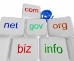 Com Net Org Info Blocks Shows Internet Or Web Sites Stock Photo