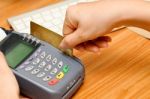 Close Up Payment Machine O Stock Photo