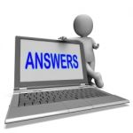 Answers Laptop Shows Faq Assistance And Help Online Stock Photo