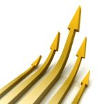 5 Gold Arrows Shows Progress Target Stock Photo