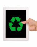 Tablet Computer With Recycle Symbol Stock Photo