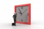 3d Man Watching The Clock Stock Photo