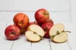 Fresh Tasty Red Apple Fruits Isolated On A White Background Stock Photo