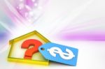 Real Estate Business With Question Mark And Dollar Sign Stock Photo