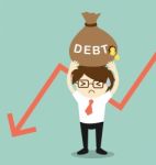 Business Concept, Businessman Holding Debt.  Illustration Stock Photo