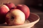 Apples In Wooden Tray Stock Photo