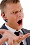 Businessman Expressing Frustration Stock Photo