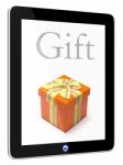 Tablet PC and Gift Stock Photo