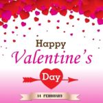 Valentine's Day On White And Pink Background.  And Colorful Heart Background Stock Photo