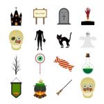 Halloween Color Icon Set Stock Photo