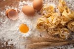 Fettuccine Pasta Italian Food Still Life Rustic Stock Photo