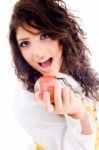 Gorgeous Woman Eating Fresh Apple Stock Photo