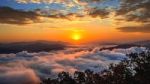 Seoraksan Mountains Is Covered By Morning Fog And Sunrise In Seoul,korea Stock Photo