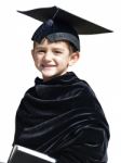 Happy Kid Graduate With Graduation Cap Stock Photo