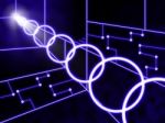 Laser Circuit Background Shows Electrical Art And Technology Tre Stock Photo