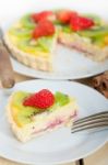 Kiwi And Strawberry Pie Tart Stock Photo