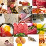 High Protein Food Collection Collage Stock Photo