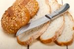 Organic Bread Over Rustic Table Stock Photo