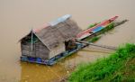 Floating House On River Stock Photo