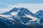 The Snowy Mountains In Winter Stock Photo