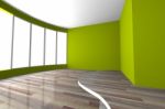 Green Curve Space Empty Room Stock Photo