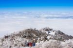 Deogyusan,korea - January 23: Tourists Taking Photos Of The Beautiful Scenery Around Deogyusan,south Korea On January 23, 2015 Stock Photo