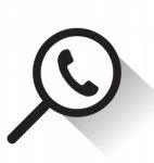 Magnifying Glass With Telephone Icon Stock Photo