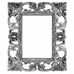 Vintage Silver Frame, Digital Drawing Illustration Stock Photo