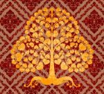 Bodhi Tree On Red Pattern Stock Photo