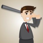 Cartoon Businessman With Baseball Bats Stock Photo