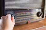 Retro Radio On Wooden Table Stock Photo