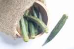 Healthy Okra Chips On Clean Background Stock Photo