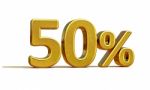 3d Gold 50 Percent Sign Stock Photo