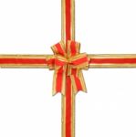 Red And Gold Ribbon Bow Stock Photo