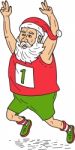 Santa Claus Father Christmas Running Marathon Cartoon Stock Photo