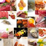 High Protein Food Collection Collage Stock Photo