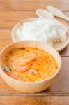 Spicy Soup And Jasmine Rice Thai Easy Meal Stock Photo