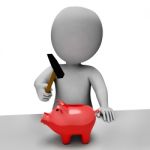 Save Piggybank Shows Spending Word And Banking 3d Rendering Stock Photo