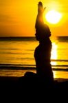 Women Playing Yoga Stock Photo