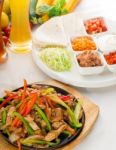 Original Fajita Sizzling Hot  On Iron Plate Stock Photo