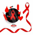 Aids Awareness Red Ribbon. World Aids Day Stock Photo