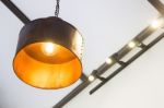 Retro Light Of Black Hanging Lamp Stock Photo