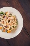 Deep Fried Calamari Rings And Salad Stock Photo