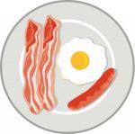 Egg Sausage Bacon Plate Retro Stock Photo