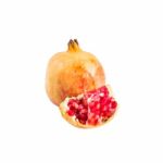 Fresh Pomegranate Isolated On White Background,with Clipping Pat Stock Photo