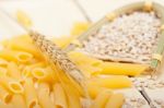 Italian Pasta Penne With Wheat Stock Photo