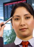 Businesswoman In An Airport Stock Photo