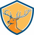 Red Stag Deer Head Shield Cartoon Stock Photo